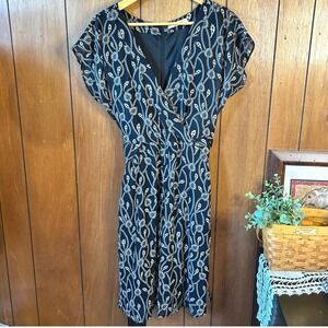 Wayward Fancies eShakti Black Paisley‎ Print Wrap Dress Career Party